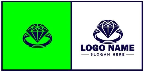 Diamond ring icon Gemstone ring Diamond band Sparkling ring flat logo sign .. 스톡 일러스트