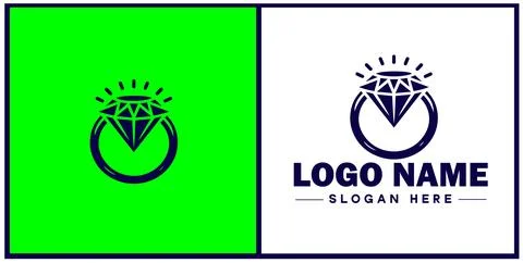 Diamond ring icon Gemstone ring Diamond band Sparkling ring flat logo sign .. イラスト素材