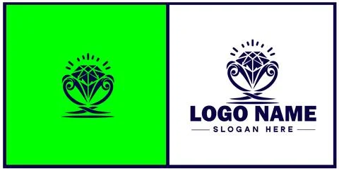 Diamond ring icon Gemstone ring Diamond band Sparkling ring flat logo sign .. Stock Illustration