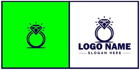 Diamond ring icon Gemstone ring Diamond band Sparkling ring flat logo sign .. イラスト素材