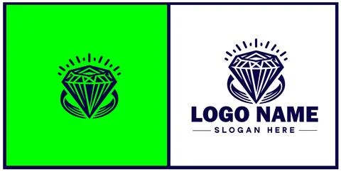 Diamond ring icon Gemstone ring Diamond band Sparkling ring flat logo sign .. Stock Illustration