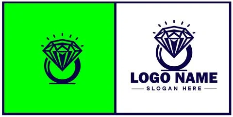 Diamond ring icon Gemstone ring Diamond band Sparkling ring flat logo sign .. Illustrazione stock