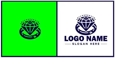 Diamond ring icon Gemstone ring Diamond band Sparkling ring flat logo sign .. 스톡 일러스트