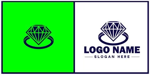 Diamond ring icon Gemstone ring Diamond band Sparkling ring flat logo sign .. Illustrazione stock