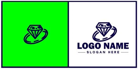 Diamond ring icon Gemstone ring Diamond band Sparkling ring flat logo sign .. Illustrazione stock