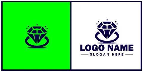 Diamond ring icon Gemstone ring Diamond band Sparkling ring flat logo sign .. イラスト素材