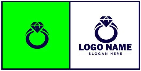 Diamond ring icon Gemstone ring Diamond band Sparkling ring flat logo sign .. Illustrazione stock