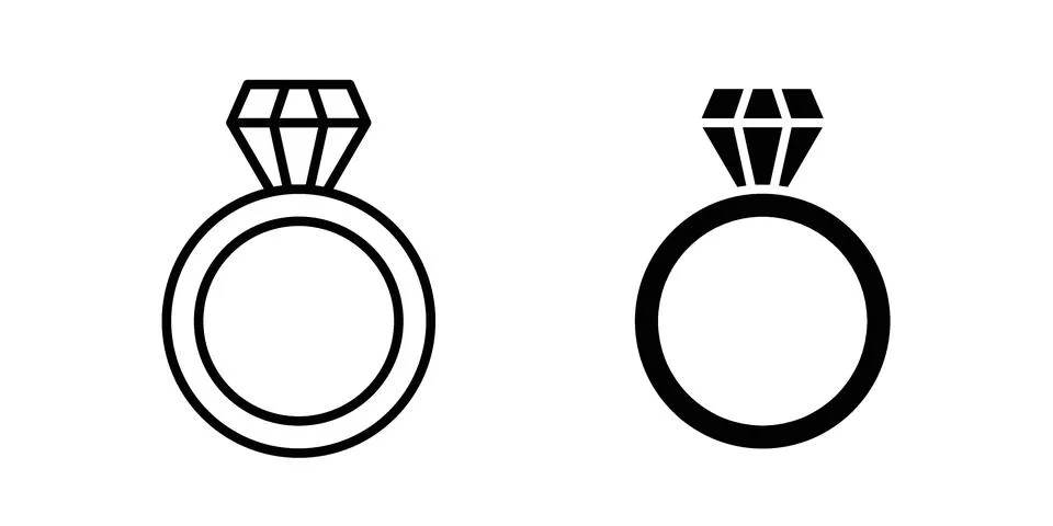 Diamond ring icon illustration vector, icon set for apps Stock Illustration