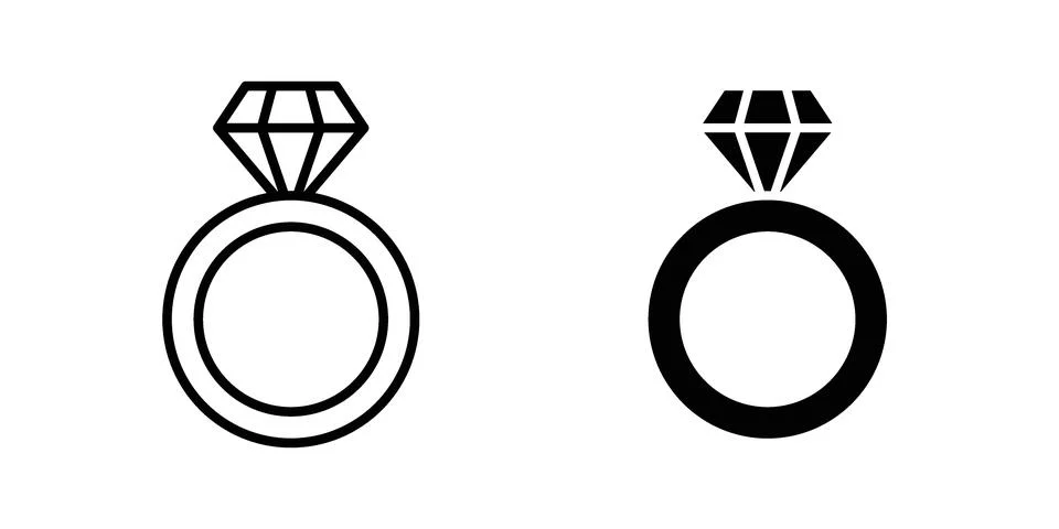 Diamond ring icon modern style vectors set Stock Illustration