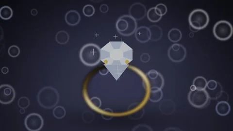 Diamond Ring Icon Motion Graphics with Floating Rings Background Stock-Footage 347662677