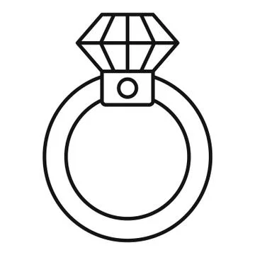 Diamond ring icon, outline style Illustrazione stock