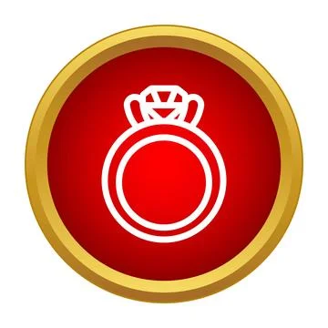 Diamond ring icon representing commitment and wedding proposal Stock Illustration