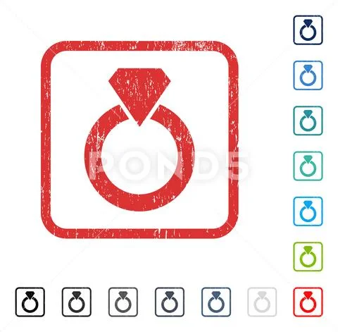 Diamond Ring Icon Rubber Watermark Stock Illustration