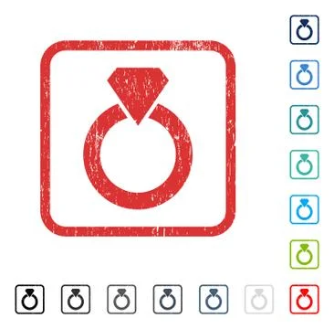 Diamond Ring Icon Rubber Watermark 스톡 일러스트