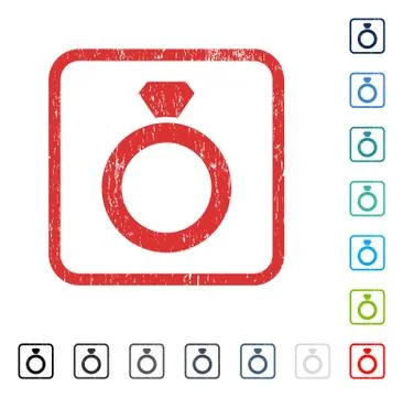 Diamond Ring Icon Rubber Watermark 스톡 일러스트