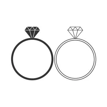 Diamond ring icon. Vector illustration, flat design. Stock Illustration