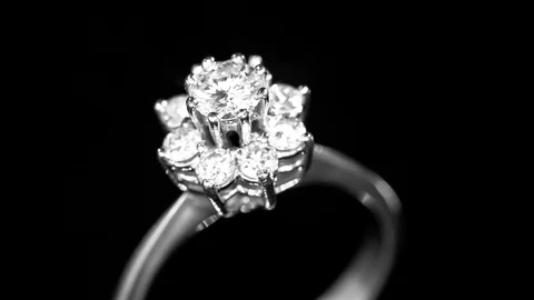 Diamond ring isolated on black background Video stock 102762931