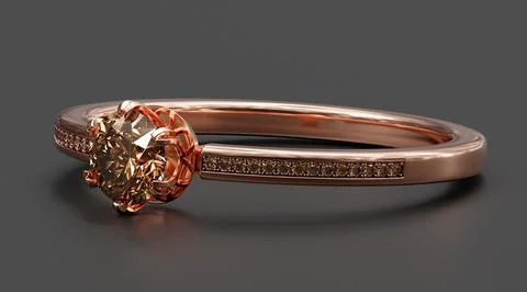 Diamond ring isolated on grey background. 3d render Stock Photos