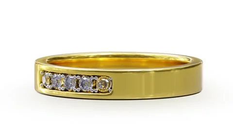 Diamond ring isolated on white background. 3d render Stock Photos