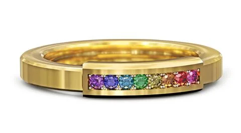 Diamond ring isolated on white background. 3d render Stock Photos
