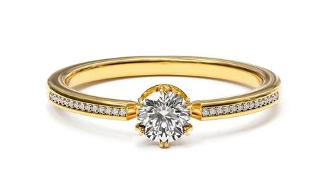 Diamond ring isolated on white background. 3d render Foto stock