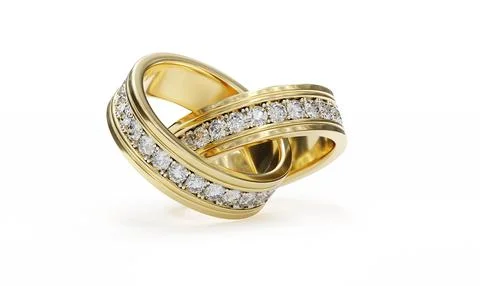 Diamond ring isolated on white background. 3d render Stock Photos