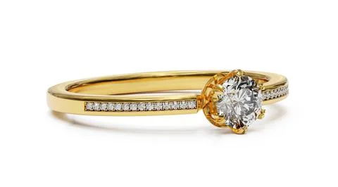 Diamond ring isolated on white background. 3d render Stock Photos