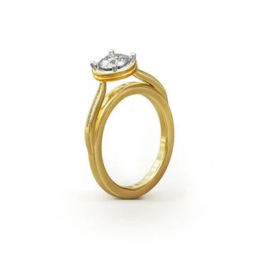 Diamond ring isolated on white background. 3d render Stock Photos