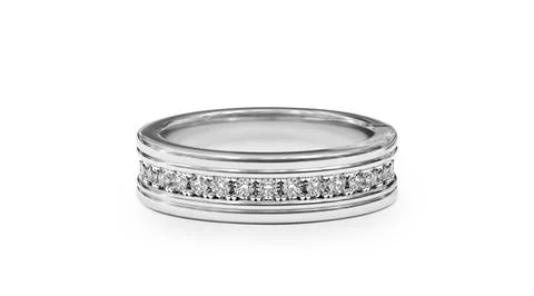 Diamond ring isolated on white background. 3d render Stock Photos