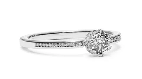 Diamond ring isolated on white background. 3d render Stock Photos