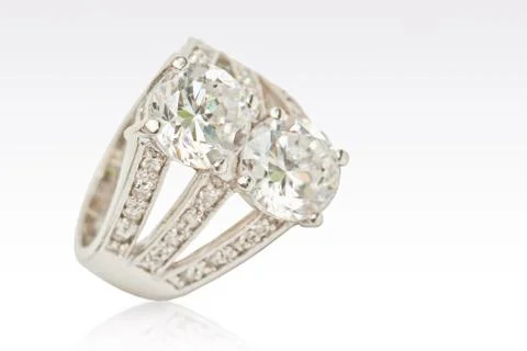 Diamond ring isolated on white Stock Photos