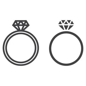 Diamond ring line and glyph icon Stock Illustration