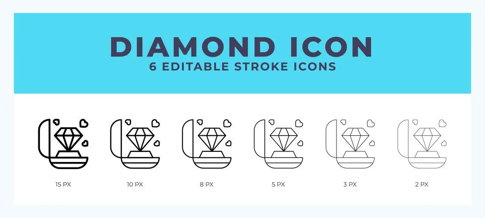 Diamond ring line icon with different stroke. Vector illustration. Stock Illustration