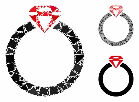 Diamond ring Mosaic Icon of Rugged Pieces 스톡 일러스트