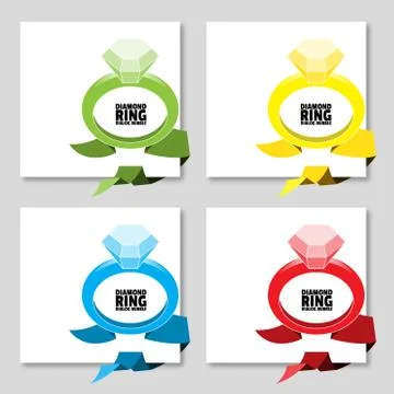 Diamond ring, origami speech bubble. Price tag template for catalog Stock-Illustration