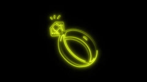 Diamond Ring Outline Icon in HD Video Neon Animation Vídeo Stock 304552394