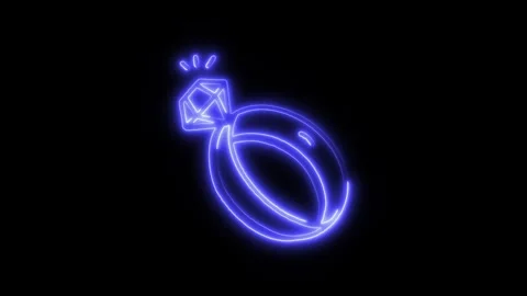 Diamond Ring Outline Icon in HD Video Neon Animation 库存影片 304552395