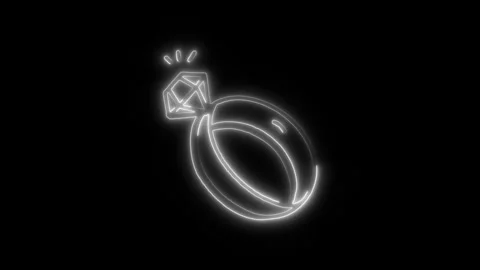 Diamond Ring Outline Icon in HD Video Neon Animation 库存影片 304552398