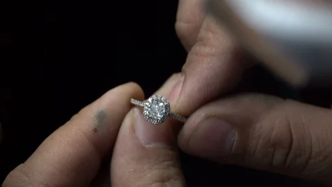 Diamond ring product in craftsman workshop. control diamond ring. Stock Footage 118687925