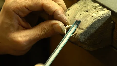Diamond ring product hand made craftman. Jeweler master working Stock Footage 118723774