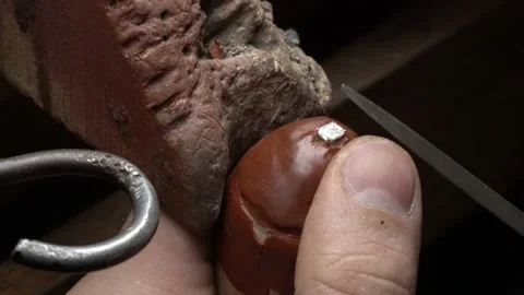 Diamond ring product hand made craftman. Jeweler master working in workshop Stock Footage 139717374