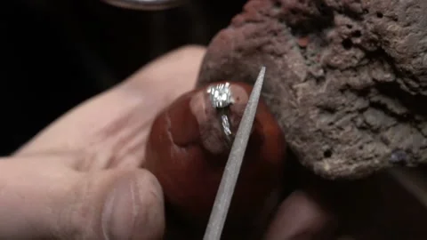 Diamond ring product hand made craftman. Jeweler master working in workshop Stock Footage 139729709
