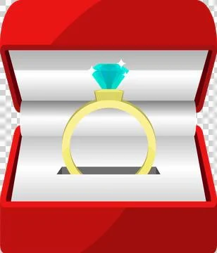 Diamond ring in a red box, symbolizing love and commitment for a special oc.. Stock Illustration
