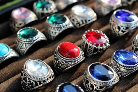 Diamond ring on red cloth Stock Photos