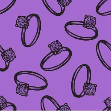 Diamond ring seamless pattern vector hand drawn illustration Stock Illustration