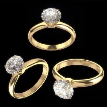 Diamond ring set - isolated on black background with clipping path. Stock Illustration