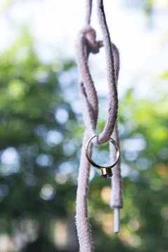 Diamond ring on a shoelace Stock Photos
