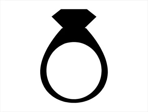 Diamond ring silhouette vector art Stock Illustration