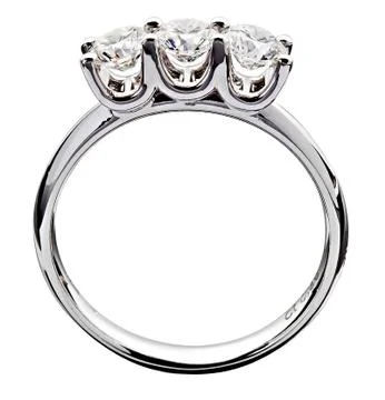 Diamond ring with a trilogy set in silver metal 스톡 사진