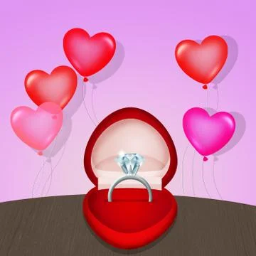 Diamond ring for Valentines day Illustrazione stock
